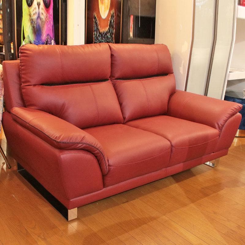 二人掛けソファ ダブルソファ 幅160cm エアレザー 赤 143-169