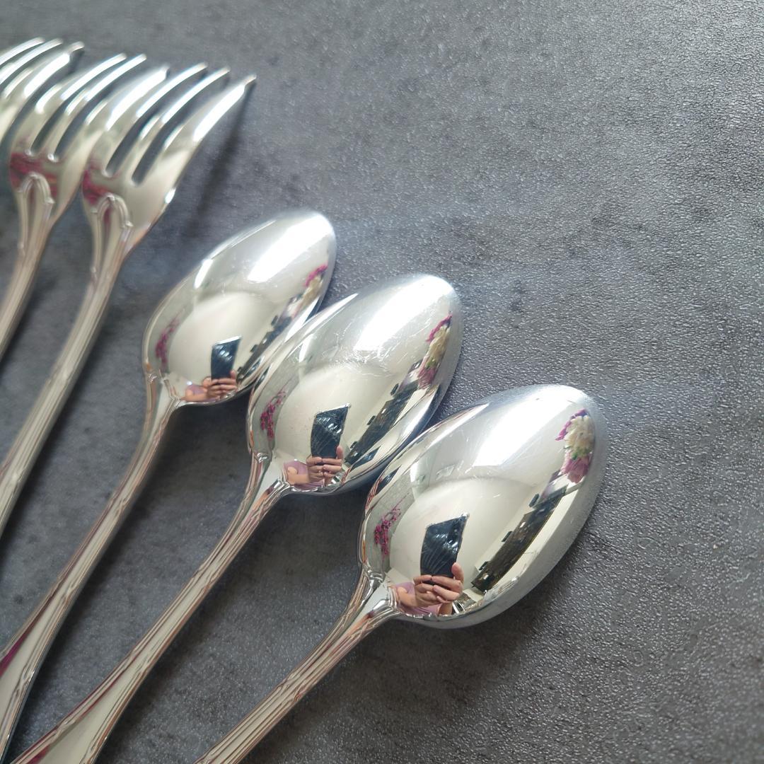 美品 クリストフル リュバン ケーキフォーク コーヒースプーン 6点
