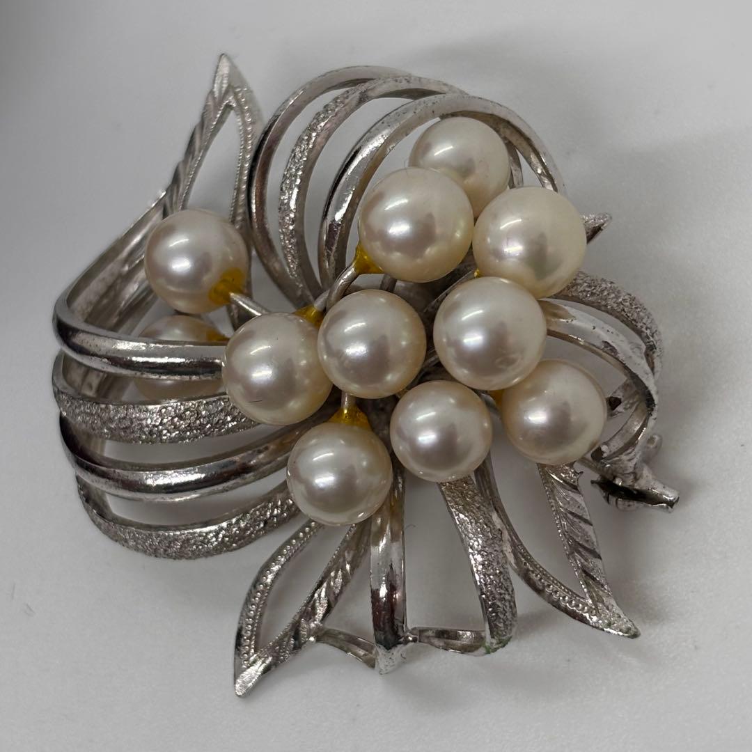 052904 シルバー　本真珠　ブローチ　ネックレス　セット
