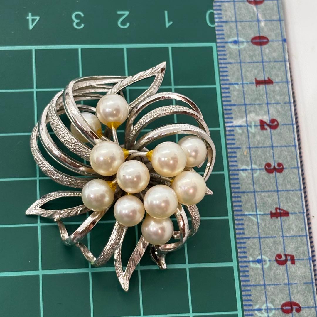 052904 シルバー　本真珠　ブローチ　ネックレス　セット