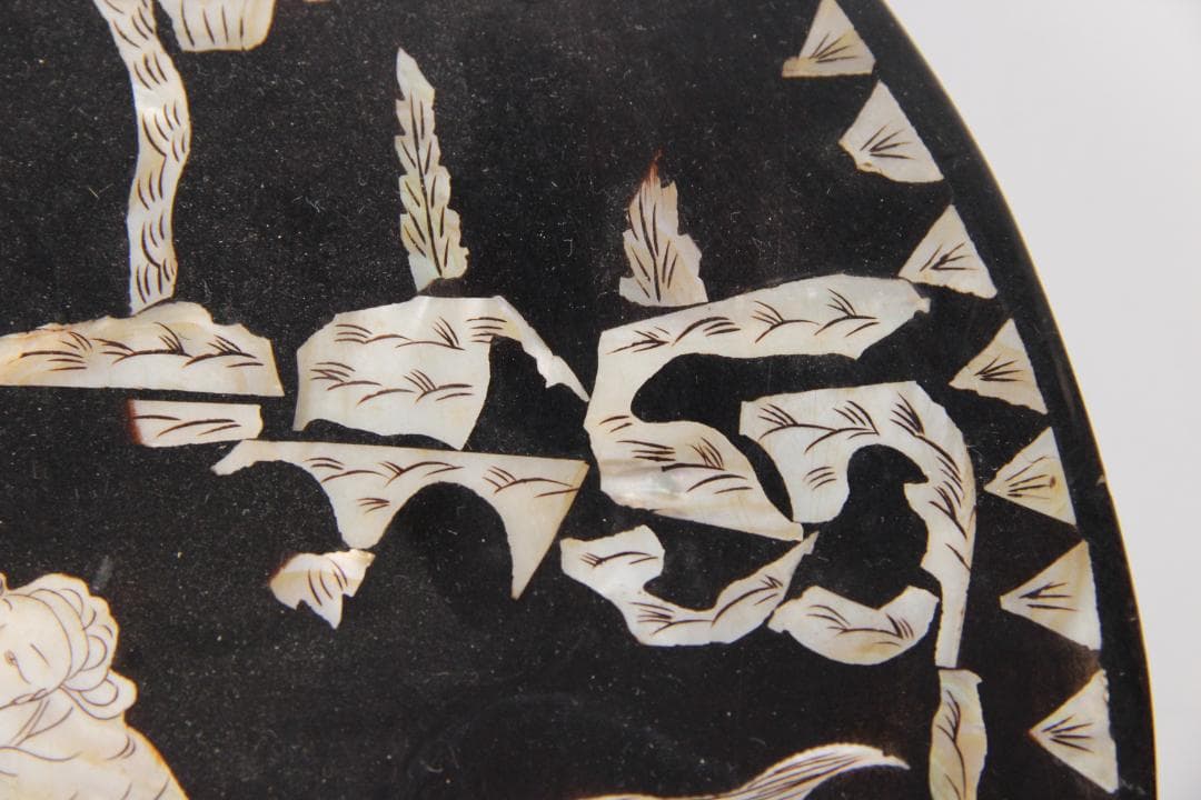 李朝　古朝鮮 朝鮮美術 李朝 螺鈿細工 嵌木造 蓋物　　蓋物 EY11-11