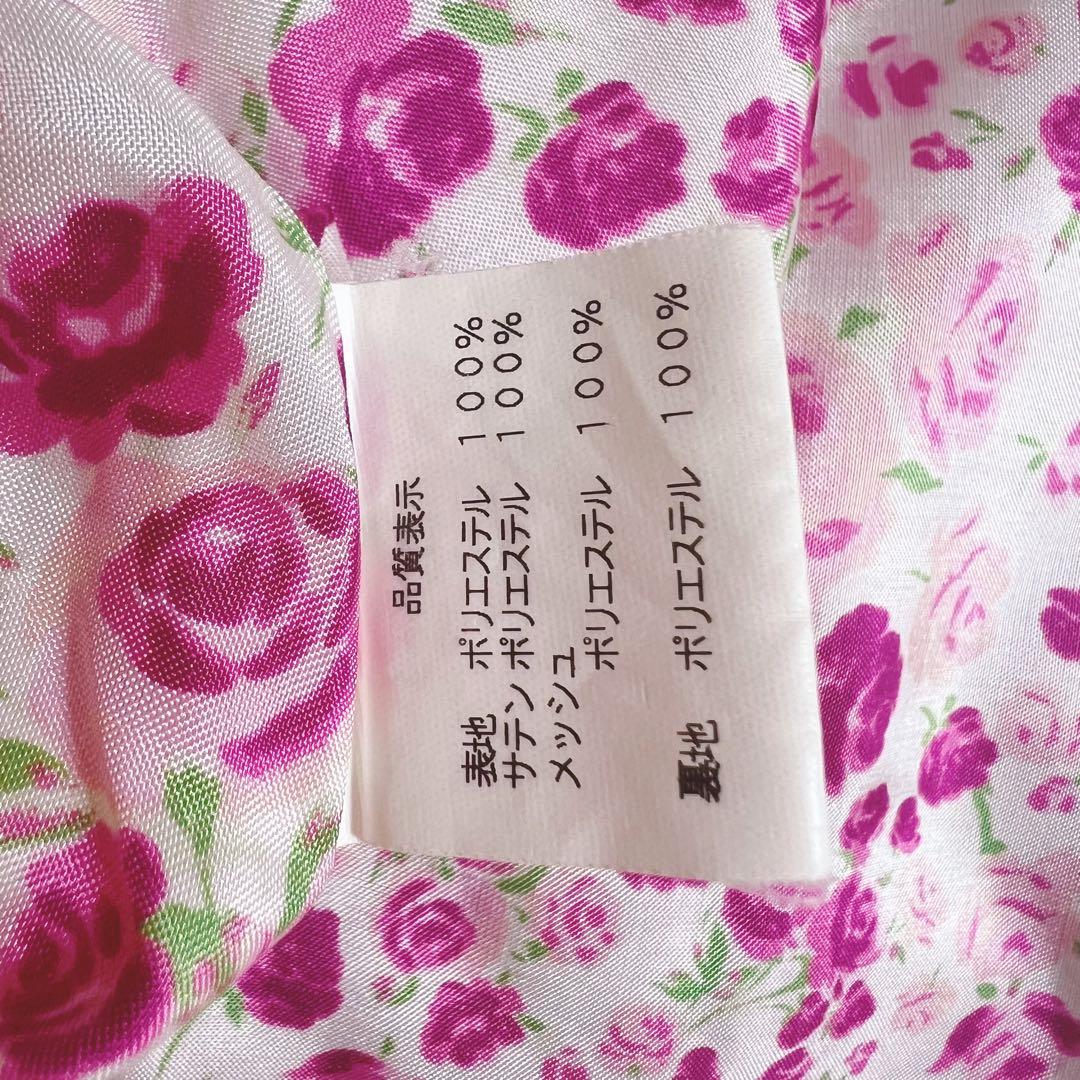 【美品】ジーザスディアマンテ　膝丈ワンピース　ローズ柄　小花柄　ピンク　M