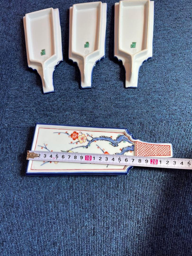 1069 　幸楽窯　有田焼　伊万里 色絵 梅にうぐいす 羽子板　6客