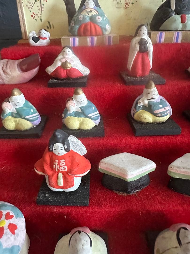 希少品❣️可愛すぎる❣️ヴィンテージ土人形　雛人形段飾りミニチュア