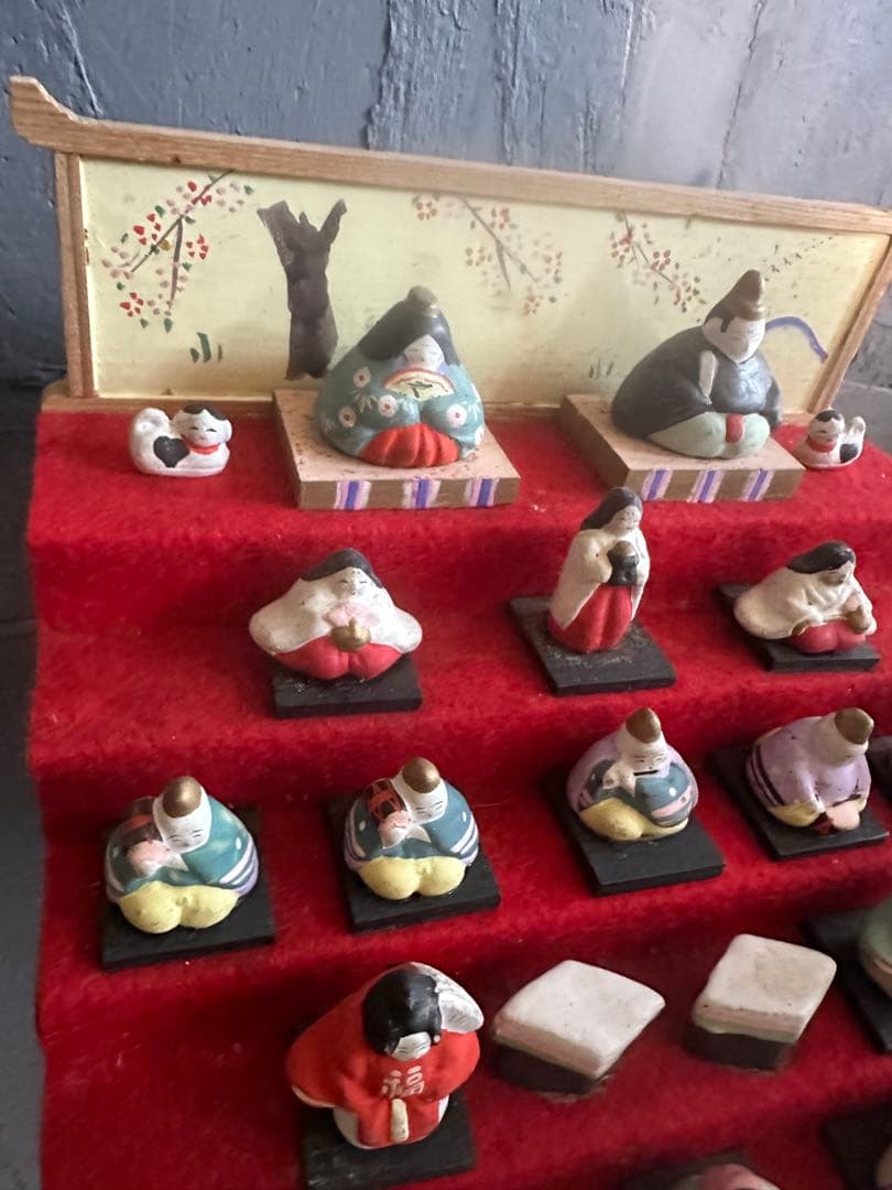 希少品❣️可愛すぎる❣️ヴィンテージ土人形　雛人形段飾りミニチュア
