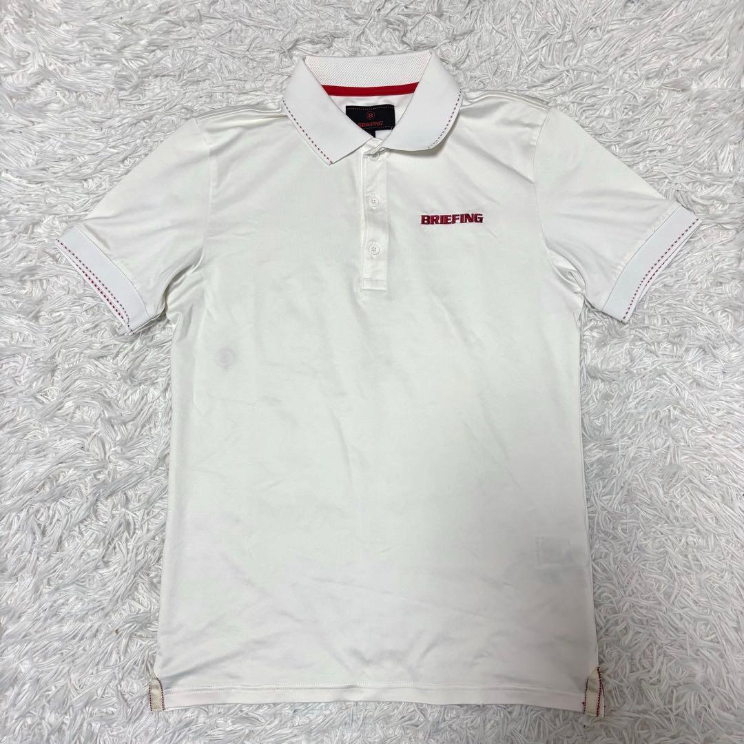 ブリーフィングゴルフ ポロシャツ バックロゴ 襟付き 冷感 ストレッチ 白