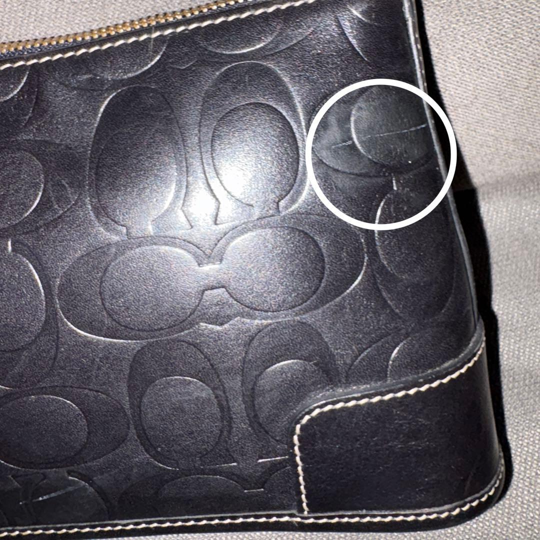 【COACH 】レザーワンショルダーバッグシグネチャーアクセサリーポーチ黒y2k