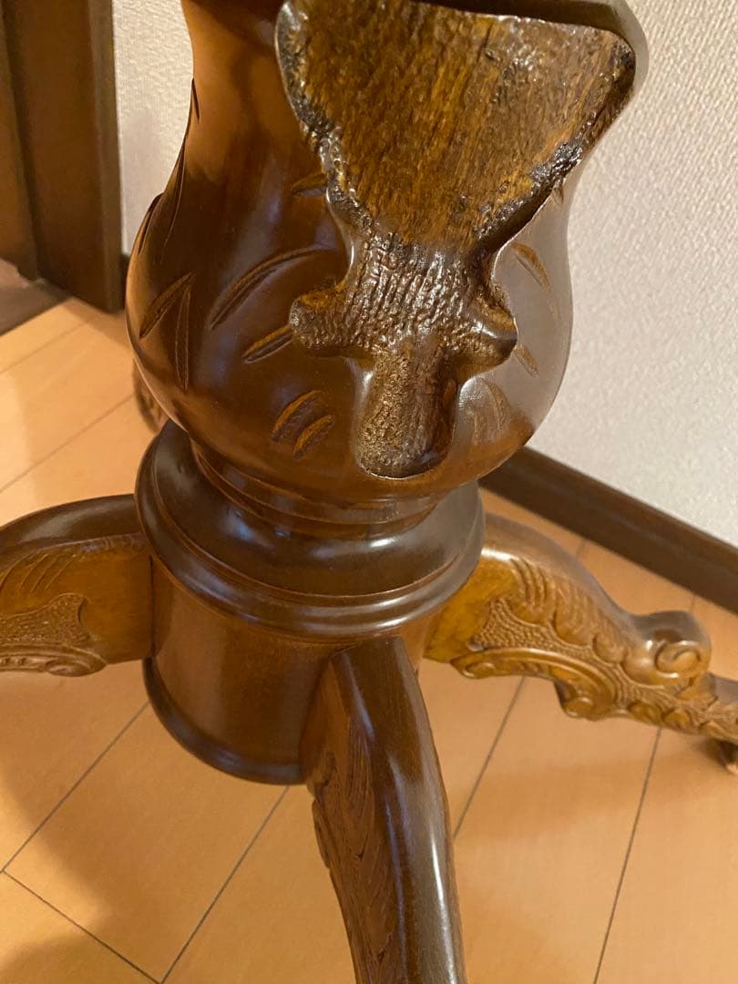 猫脚　象嵌イタリア製　木製テーブル　【注意】地域にては問い合わせ必須