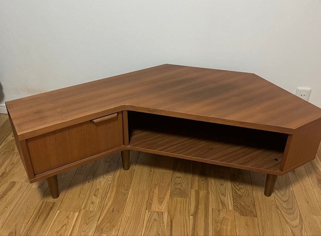 週末限定値下げunicoコーナー型テレビ台 ウォールナット調