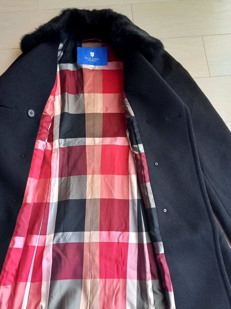 ブルーレーベルクレストブリッジ 極美品✨️ファー付きコート2WAY 40 L 黒