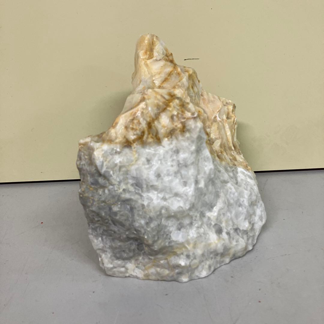 E-4 天然石 原石 クラスター オブジェ 置物 白 黄土色 鉱物標本 オパール
