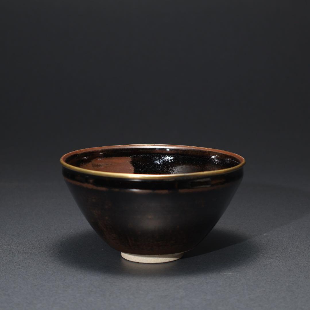 【抹茶碗】　天目茶碗　仕覆付き　覆輪　紙箱　R1531お16