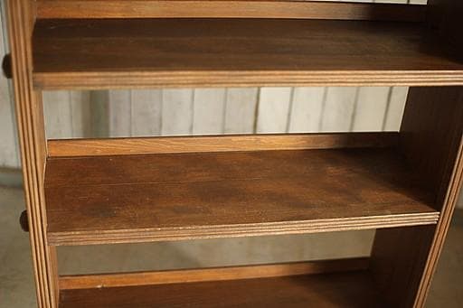 古い木製の収納棚　6段　くさび式本棚　食器棚　オープンラック　古家具　古道具