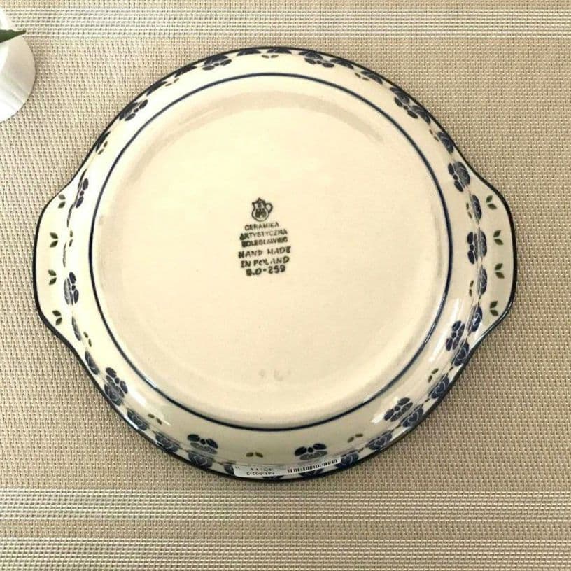 新品　ポーランド食器　チューリップ模様の取っ手付きボウル　オーブン皿　ツェラミカ