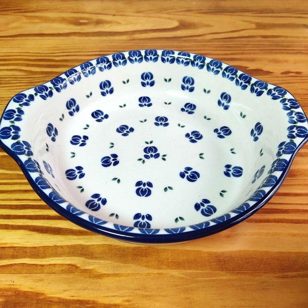 新品　ポーランド食器　チューリップ模様の取っ手付きボウル　オーブン皿　ツェラミカ