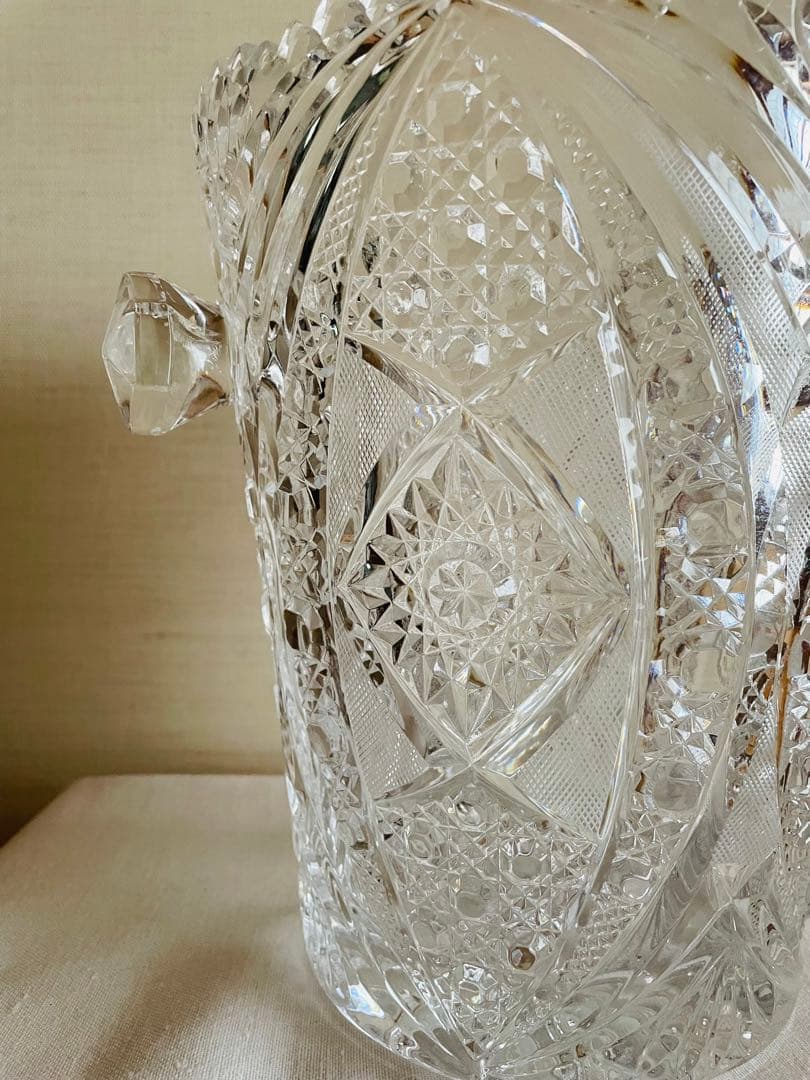 美品　ボヘミアクリスタルハンドカットガラス　花瓶　花器　ヴィンテージ