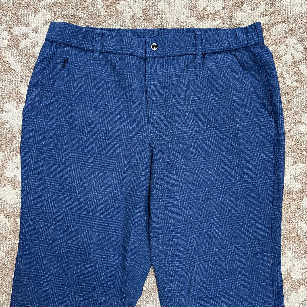 adabat ネイビー チェック柄 メンズゴルフスラックス