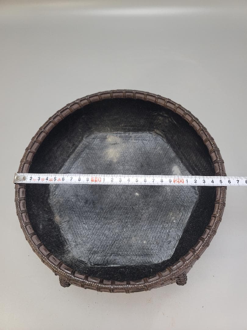 茶道具 唐物 竹網 籠 炭斗 炭籠