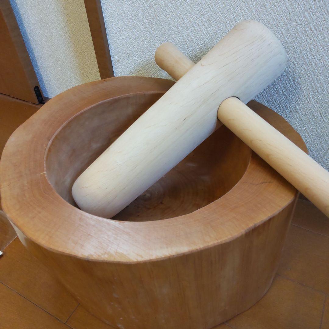 あらぽん　ミニうす　臼と杵　原木くり抜きタイプ
