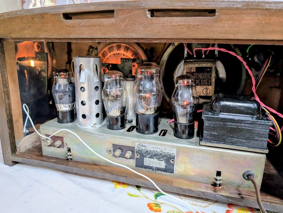bluetooth付真空管ラジオ昭和レトロ 614A マジックアイ家族団らん