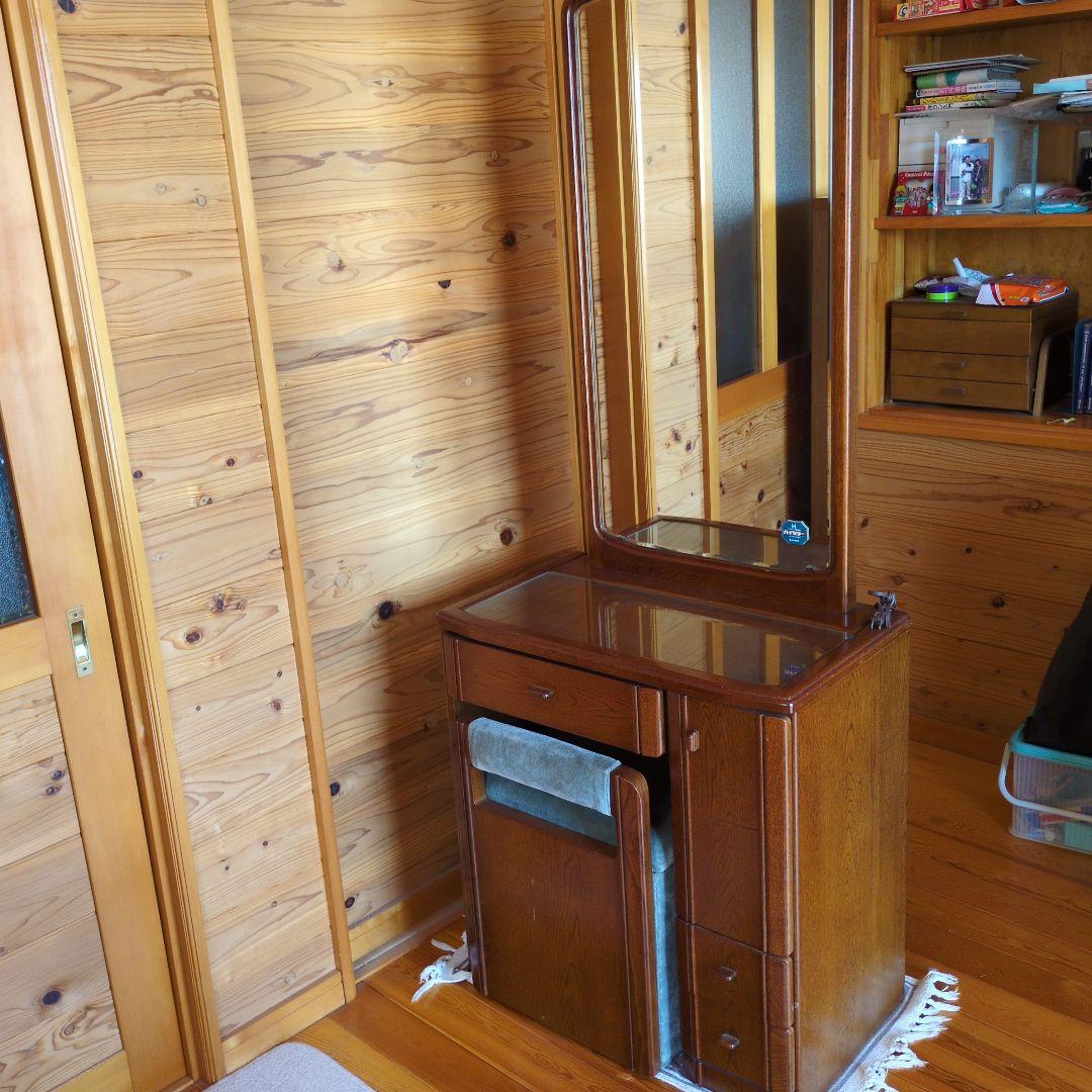 マイナス送料【お引き取り発送どちらでもレトロ】ブラウン 木製 ドレッサー 鏡台