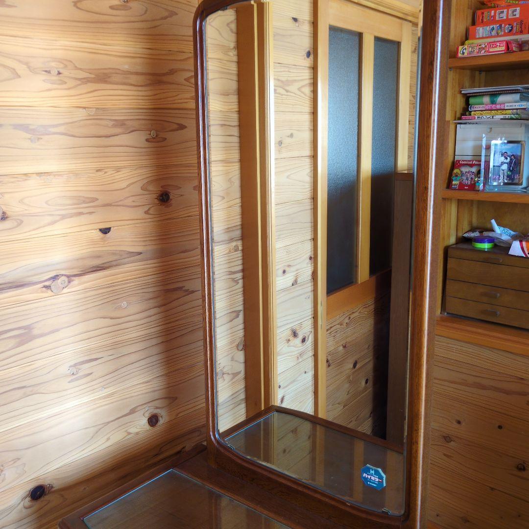 マイナス送料【お引き取り発送どちらでもレトロ】ブラウン 木製 ドレッサー 鏡台