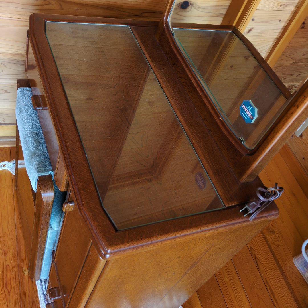 マイナス送料【お引き取り発送どちらでもレトロ】ブラウン 木製 ドレッサー 鏡台