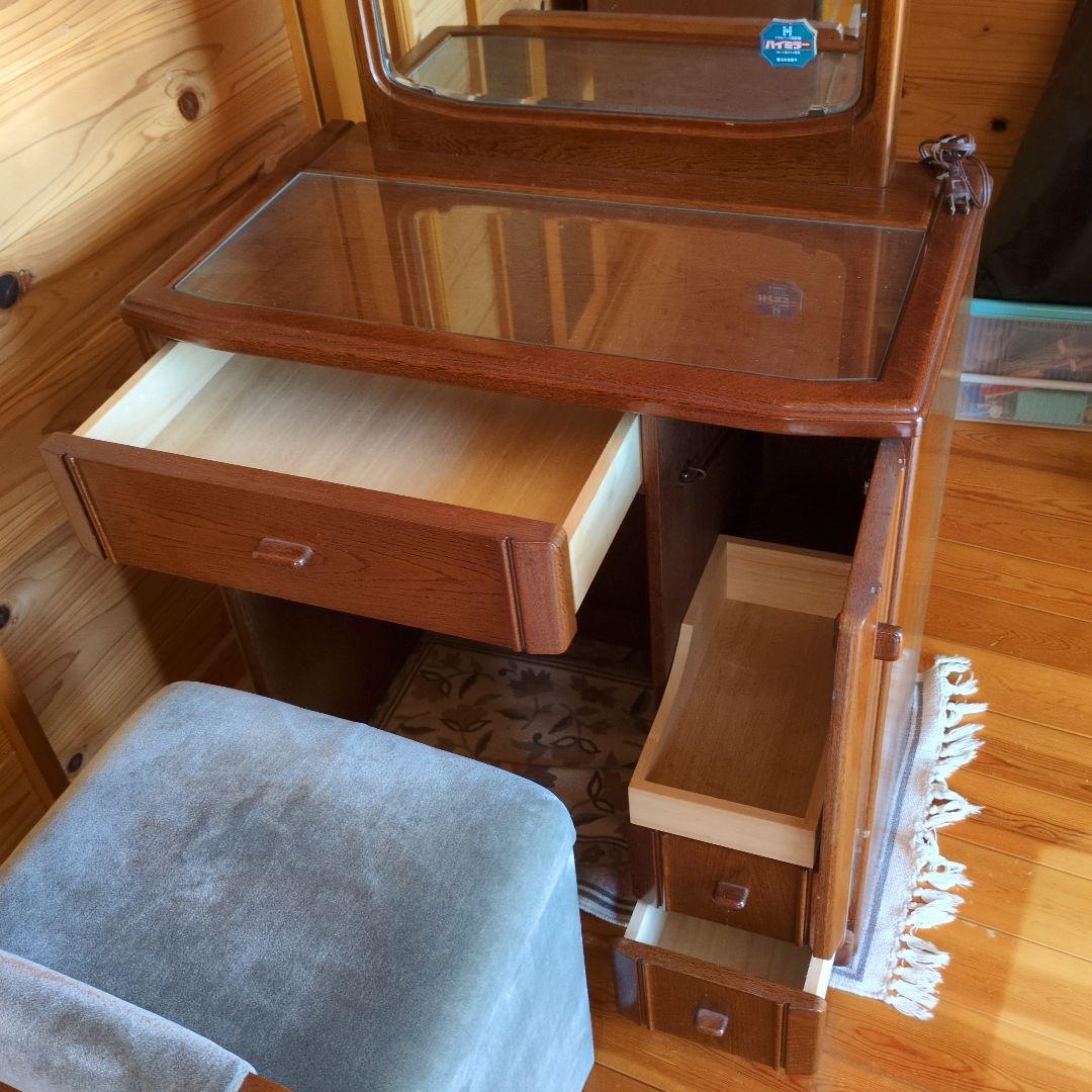 マイナス送料【お引き取り発送どちらでもレトロ】ブラウン 木製 ドレッサー 鏡台