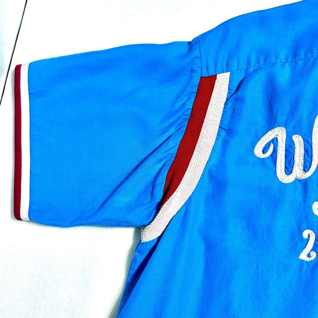 60s Hiltonヒルトン　ボーリングシャツ　L ターコイズブルー⑨