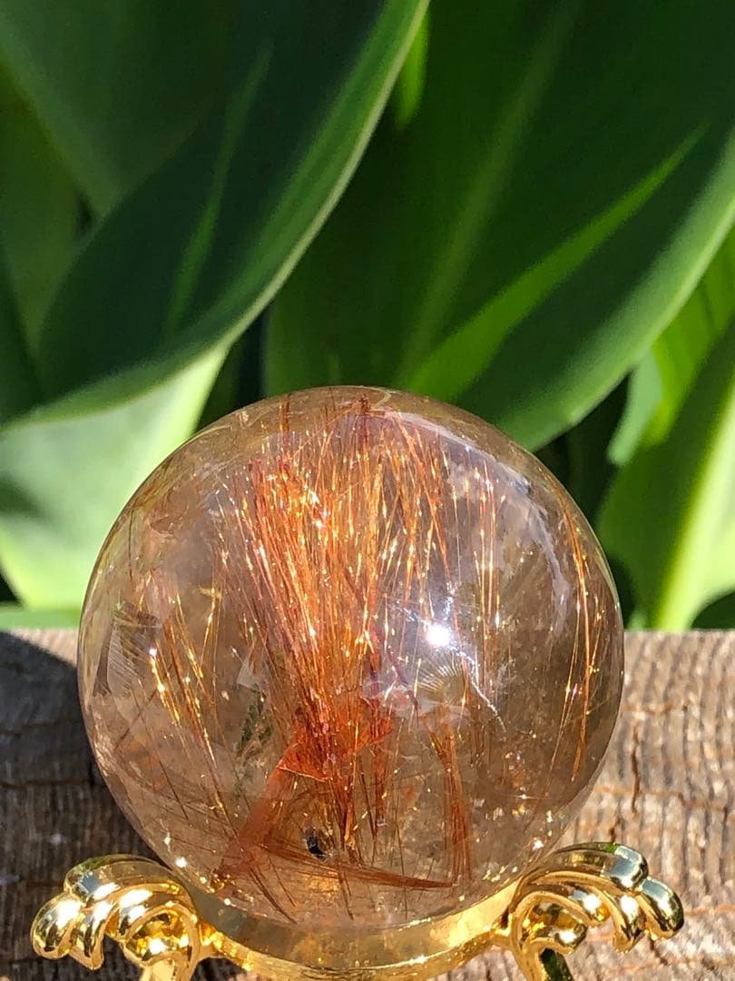 ❤️金運アップ レア　透明感良く　43.5mm レッドルチルクォーツ 丸玉