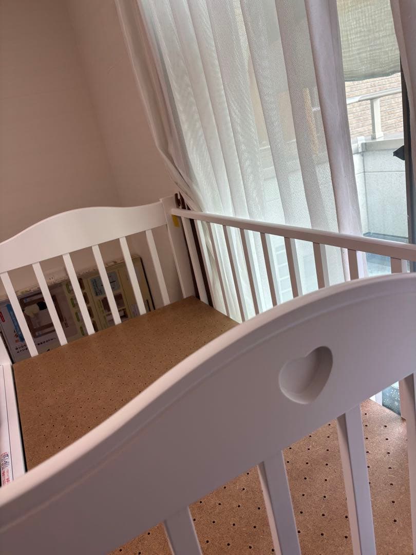 日本製 ハイタイプ ベビーベッド 収納棚付