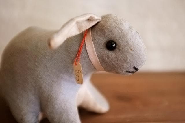 フランス 青いうさぎさんと薔薇色のリボンa ドール テディベア アンティーク