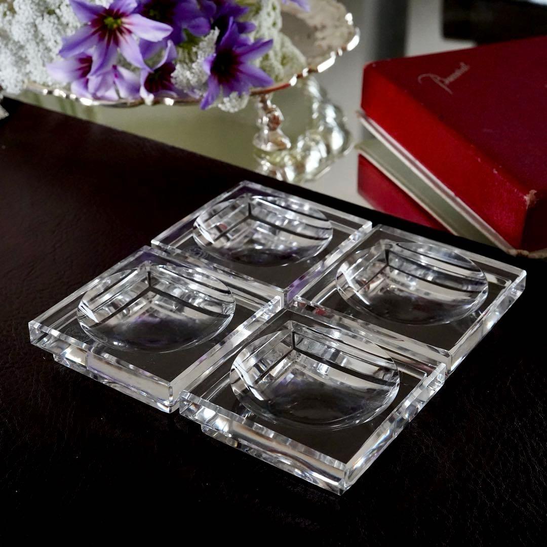 美品★オ－ルドバカラBACCARAT★バターディッシュ 皿★調味料 塩入れ★4客