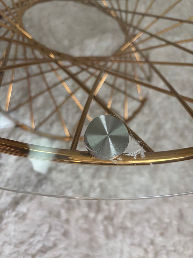 早い者勝ち！フランフラン ガラステーブル コーヒーテーブル クリア×ゴールド