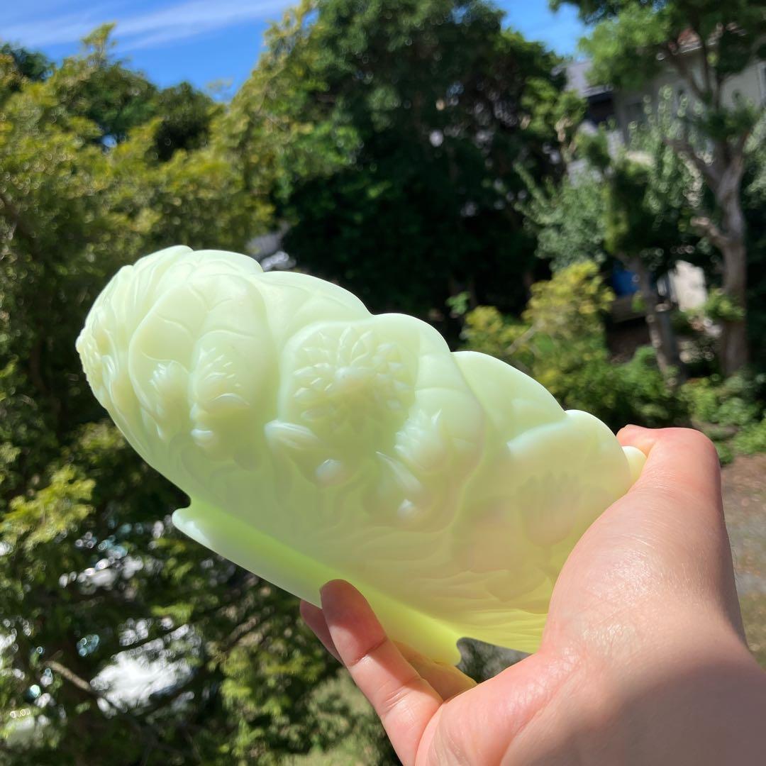 フェントン　ウランガラス　ディプレッショングラス　ボウル　カスタードガラス