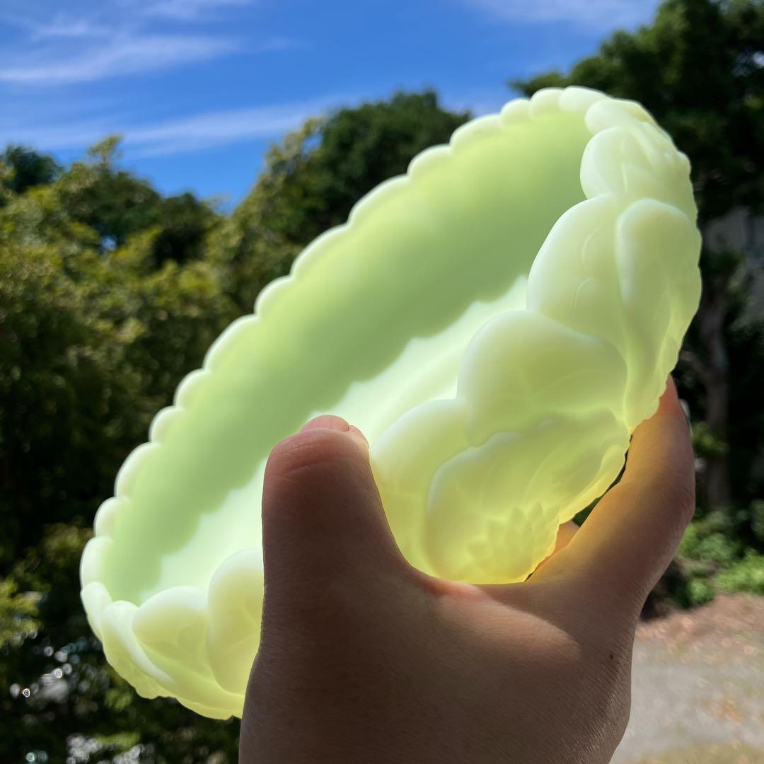 フェントン　ウランガラス　ディプレッショングラス　ボウル　カスタードガラス