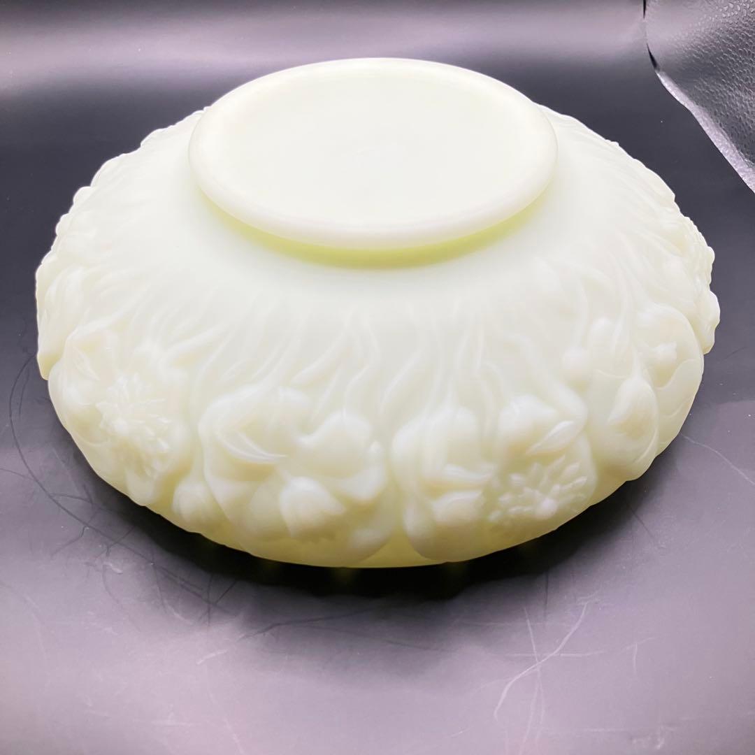 フェントン　ウランガラス　ディプレッショングラス　ボウル　カスタードガラス