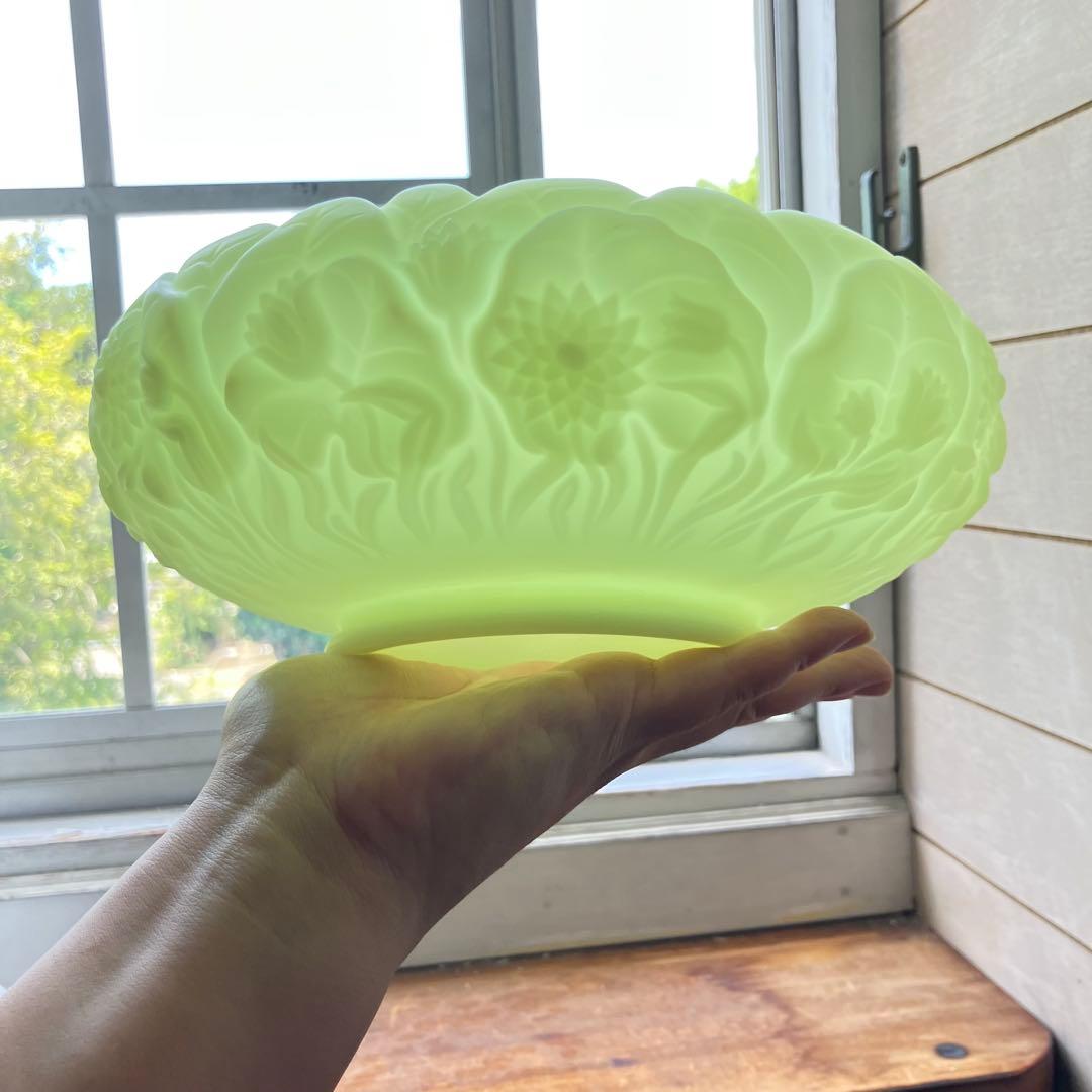 フェントン　ウランガラス　ディプレッショングラス　ボウル　カスタードガラス