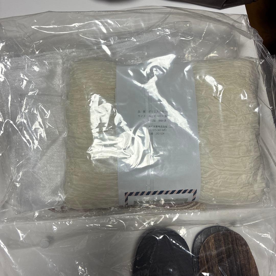 花柄ピンク浴衣 下駄 帯付き