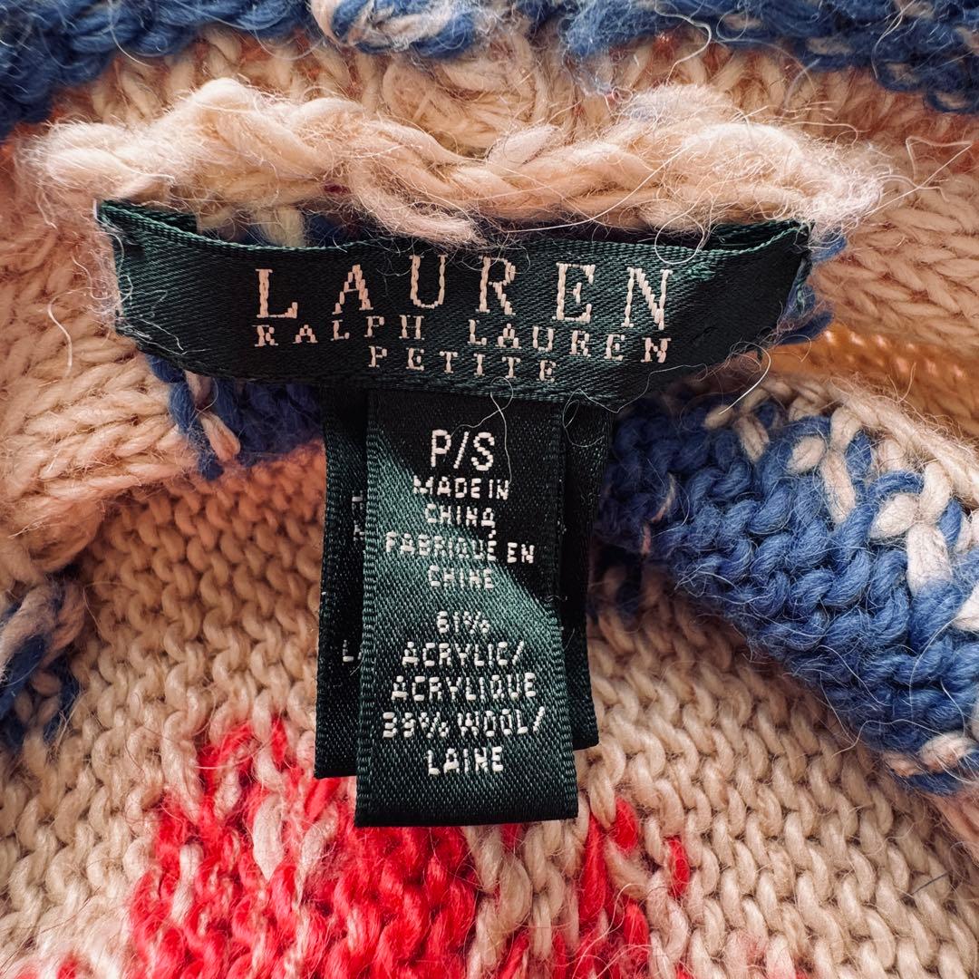 ローレンラルフローレン ネイティブ柄ニット カーディガン フリンジ付き　タッセル