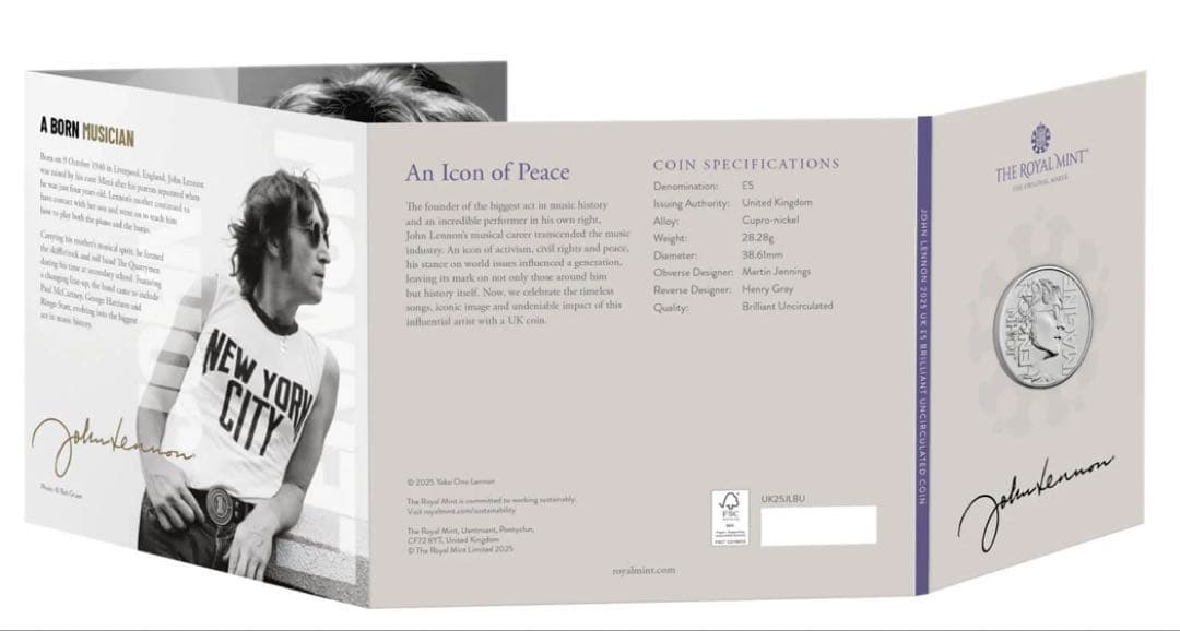 ★ジョンレノンポールマッカートニー英国記念限定5ポンドレアSETビートルズ