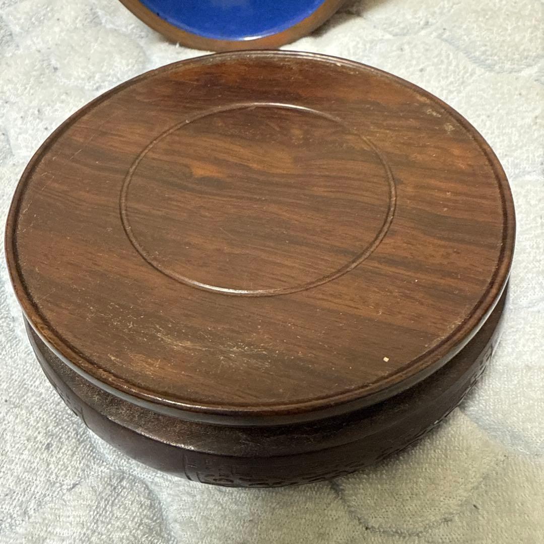 中国美術 大花瓶 堆朱 堆黑 花鳥 唐木台 紫檀 花梨 一輪挿し美品