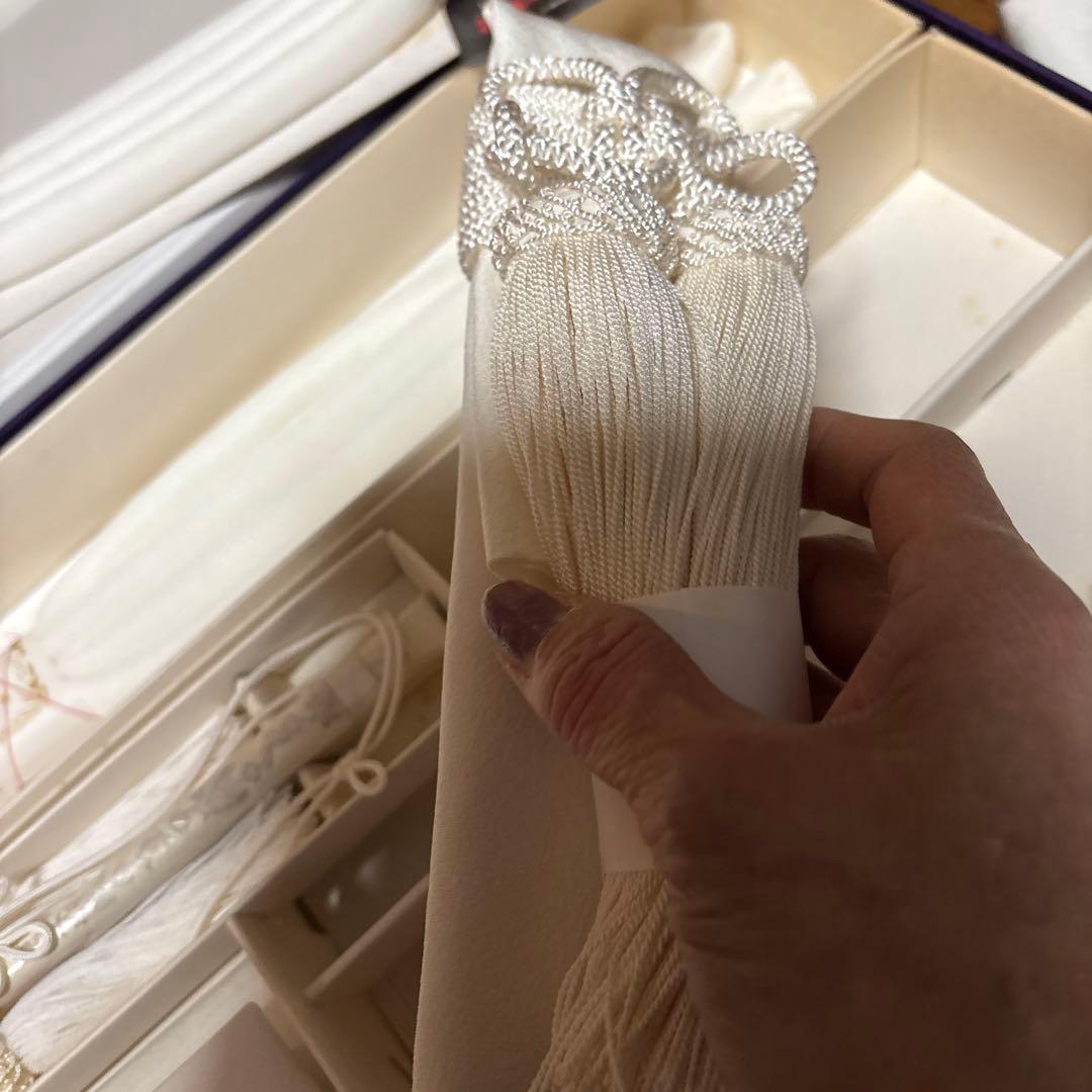 レア　特別出品　白無垢、打掛用　箱せこセット　帯締め二点、懐剣、扇　帯他