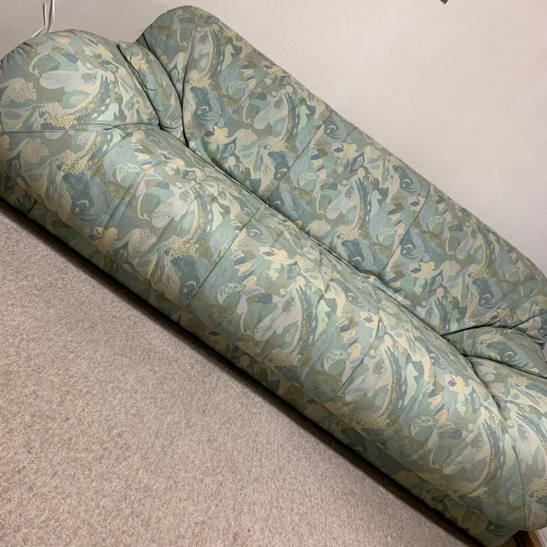 高級マルニ木工ヴィンテージ昭和レトロ平成レトロカモフラージュ柄 2人掛けソファ