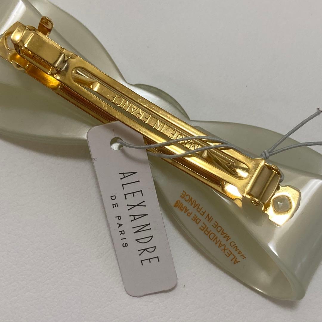 新品☆alexandre de paris☆リボンバレッタ 淡いグリーン