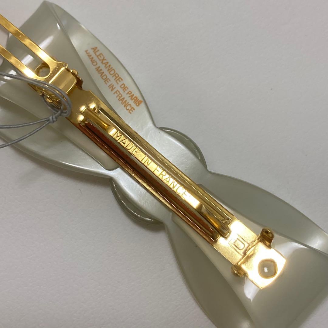 新品☆alexandre de paris☆リボンバレッタ 淡いグリーン