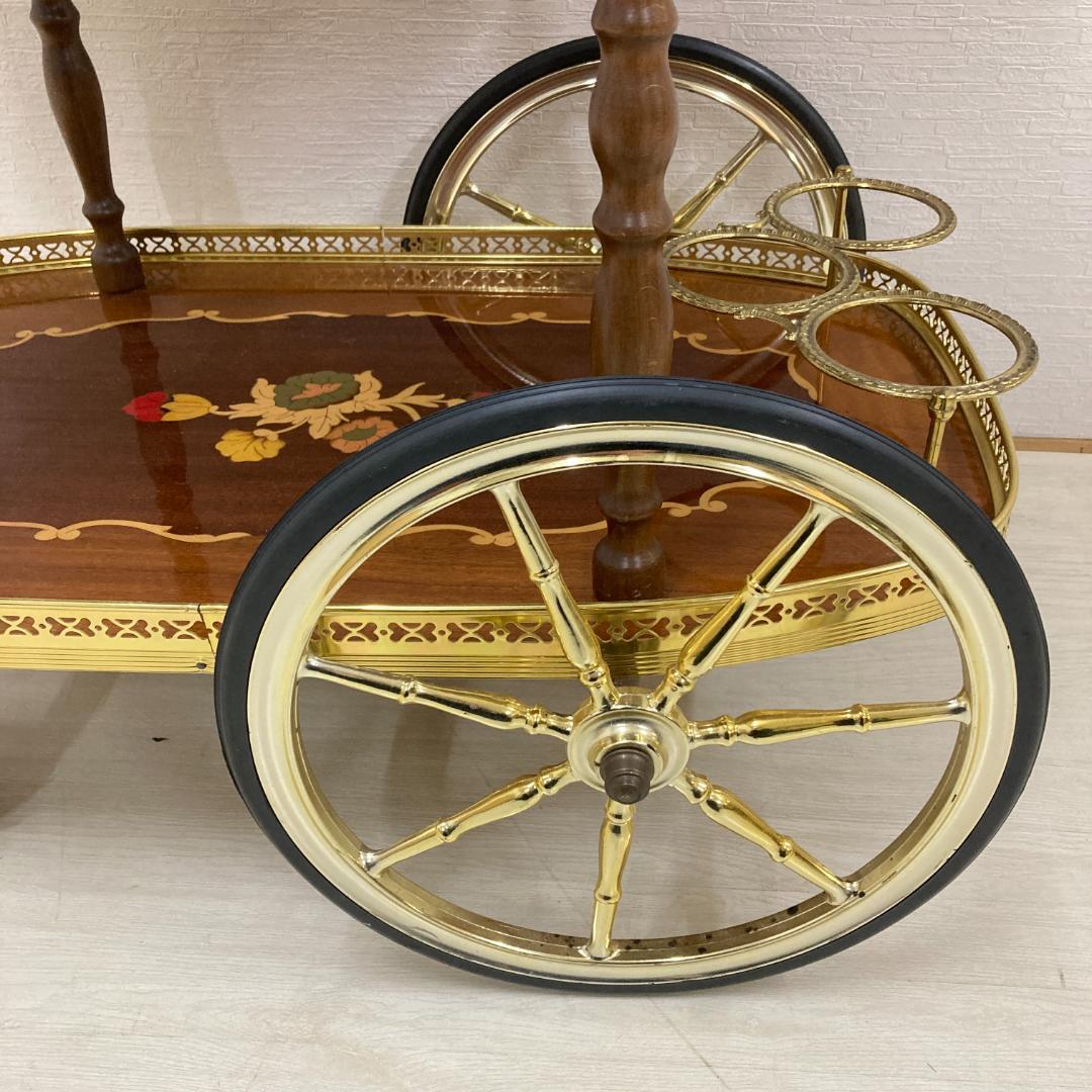 イタリア　クラシック　ワゴン　キッチンワゴン　象嵌