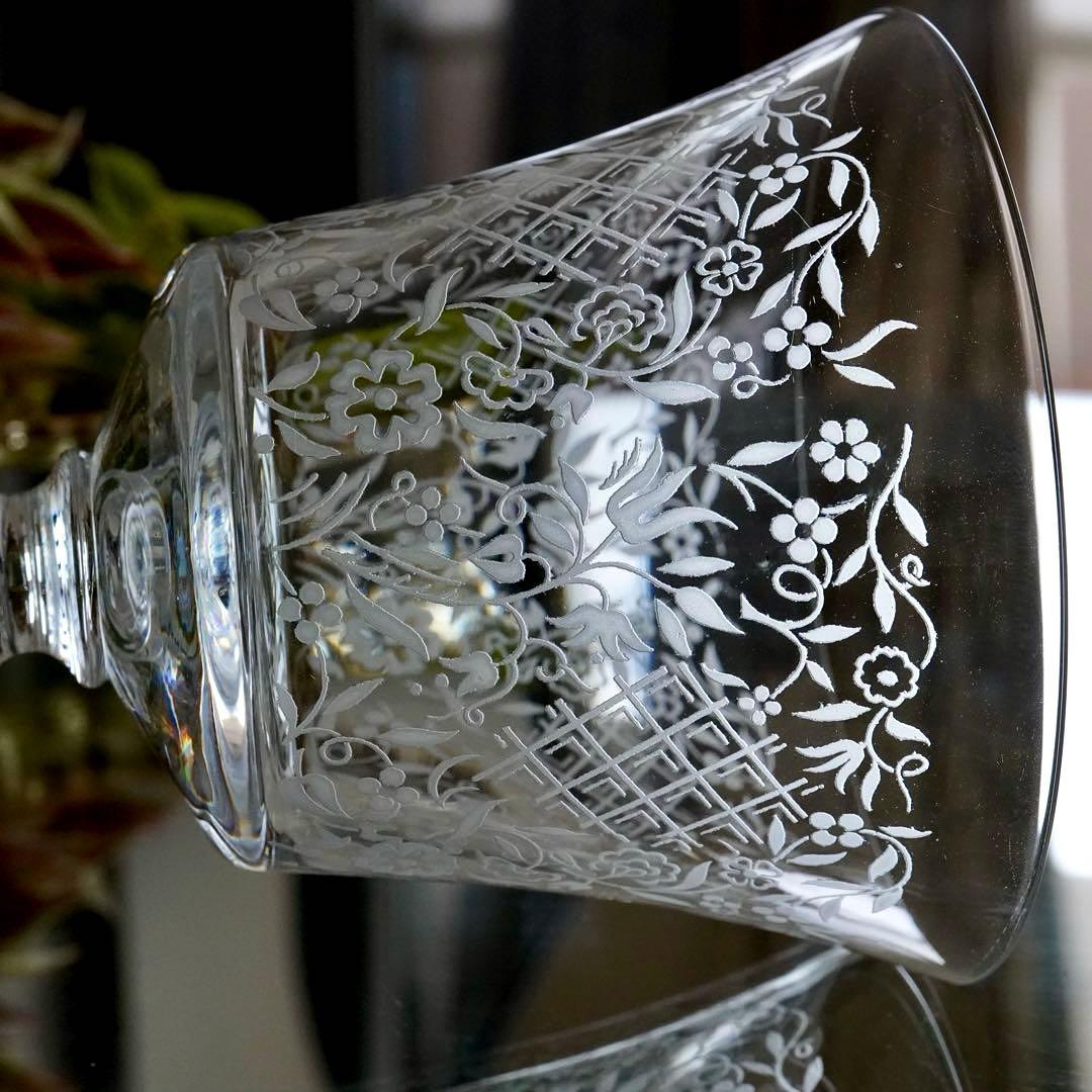 極希少★美品★オールドバカラ★フラワー エッチング★ワイングラス★1脚 B★レア