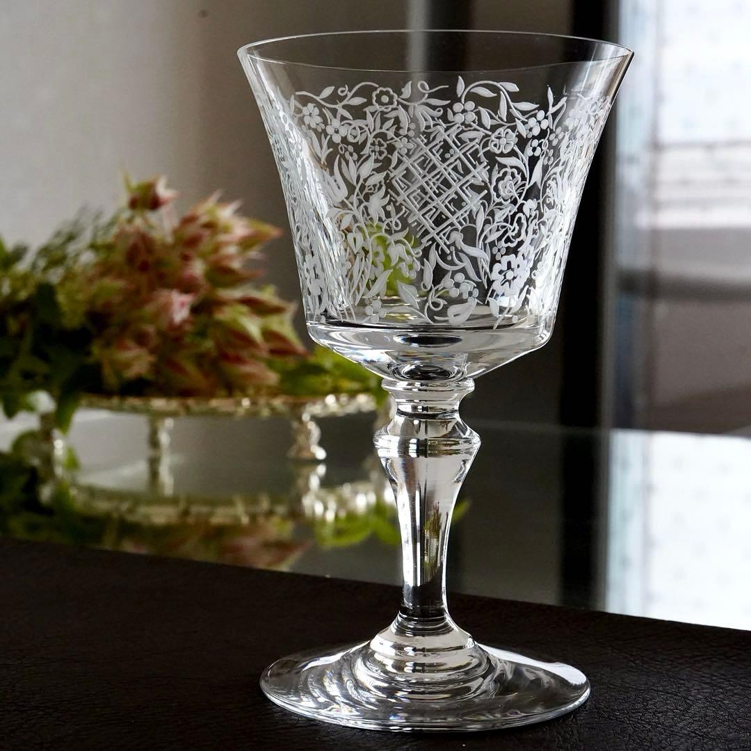 極希少★美品★オールドバカラ★フラワー エッチング★ワイングラス★1脚 B★レア