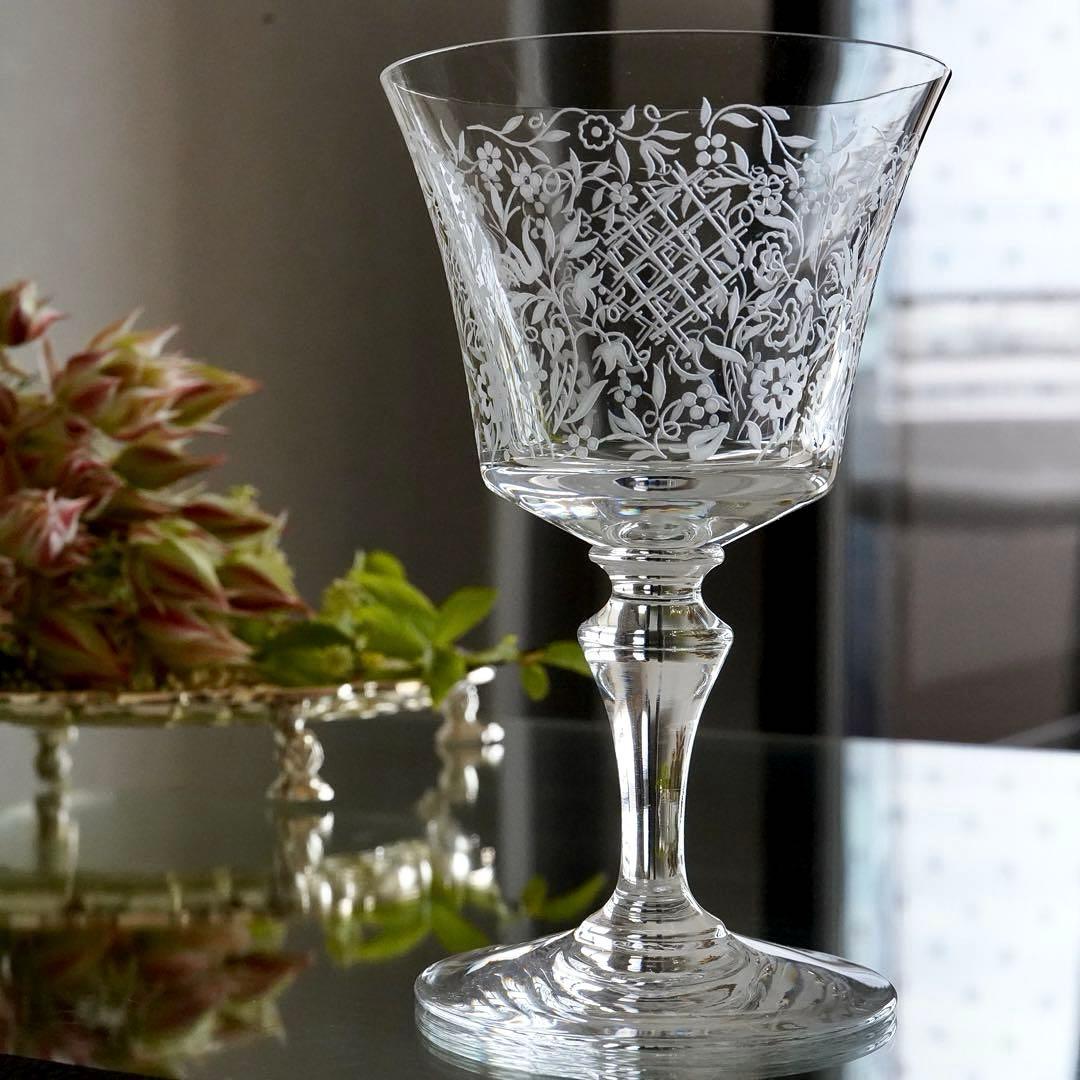 極希少★美品★オールドバカラ★フラワー エッチング★ワイングラス★1脚 B★レア